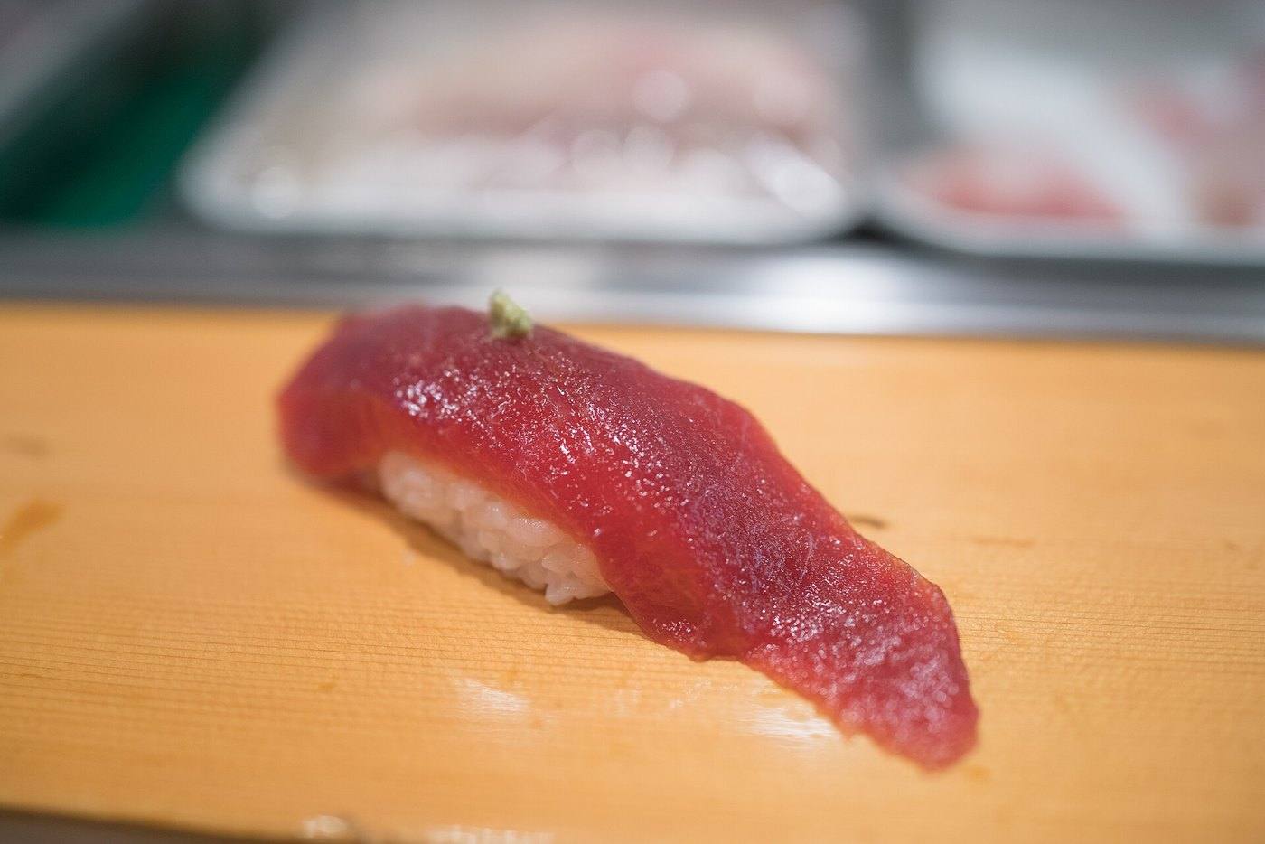 nigiri sushi topped with tuna