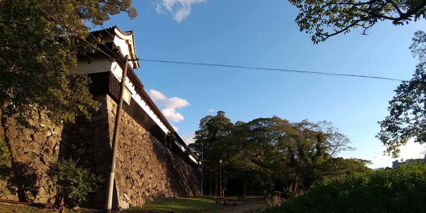 the stone walls of Fukuoka Castle