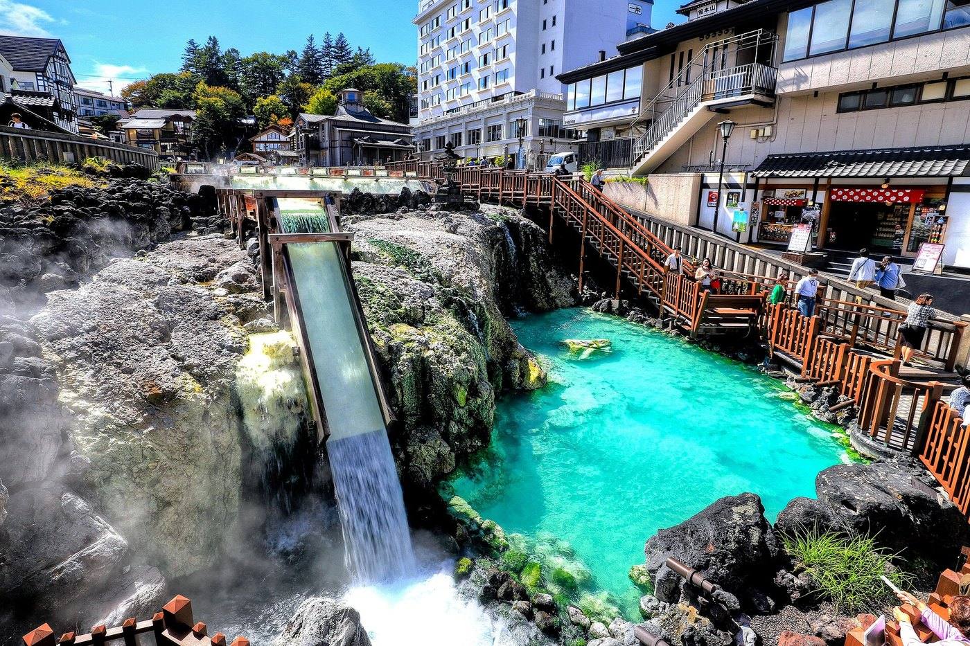 the Yubatake hot spring field at Kusatsu
