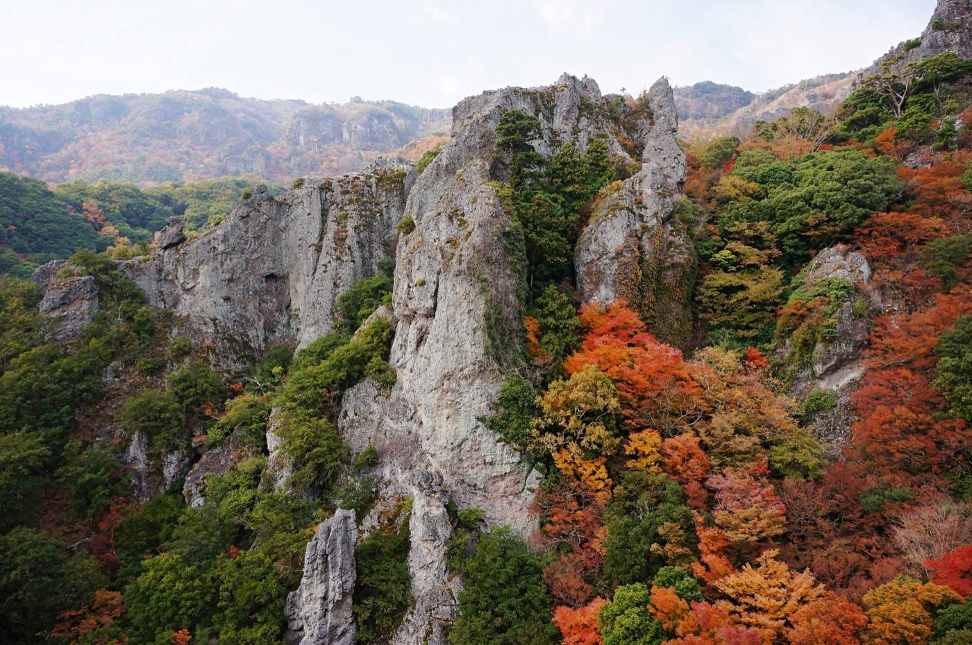 the Kankakei ropeway in autumn