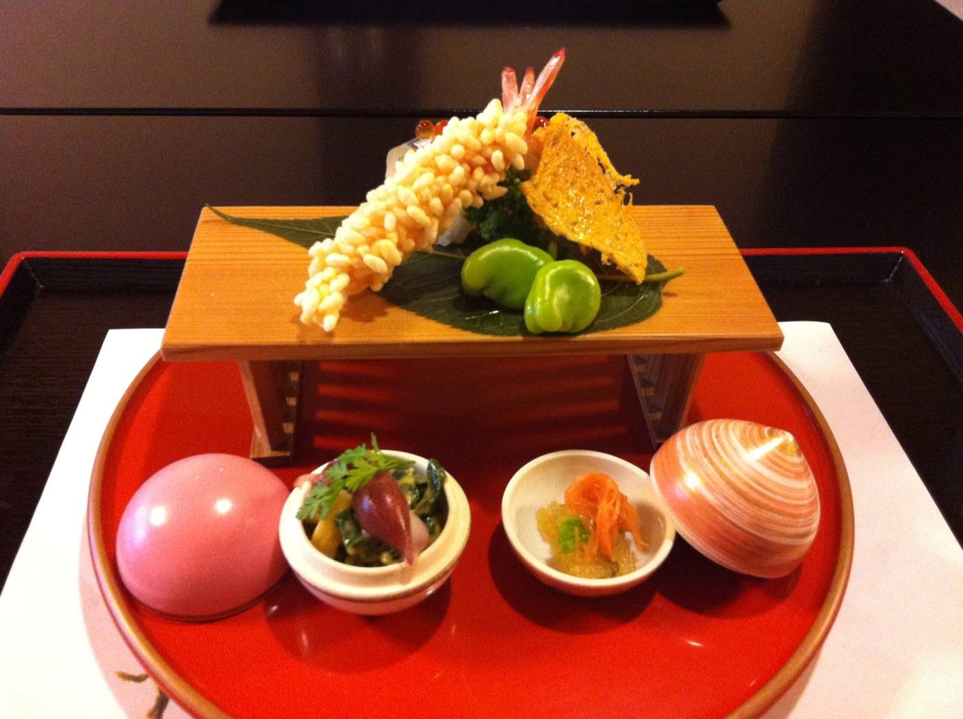 a kaiseki meal on a tray