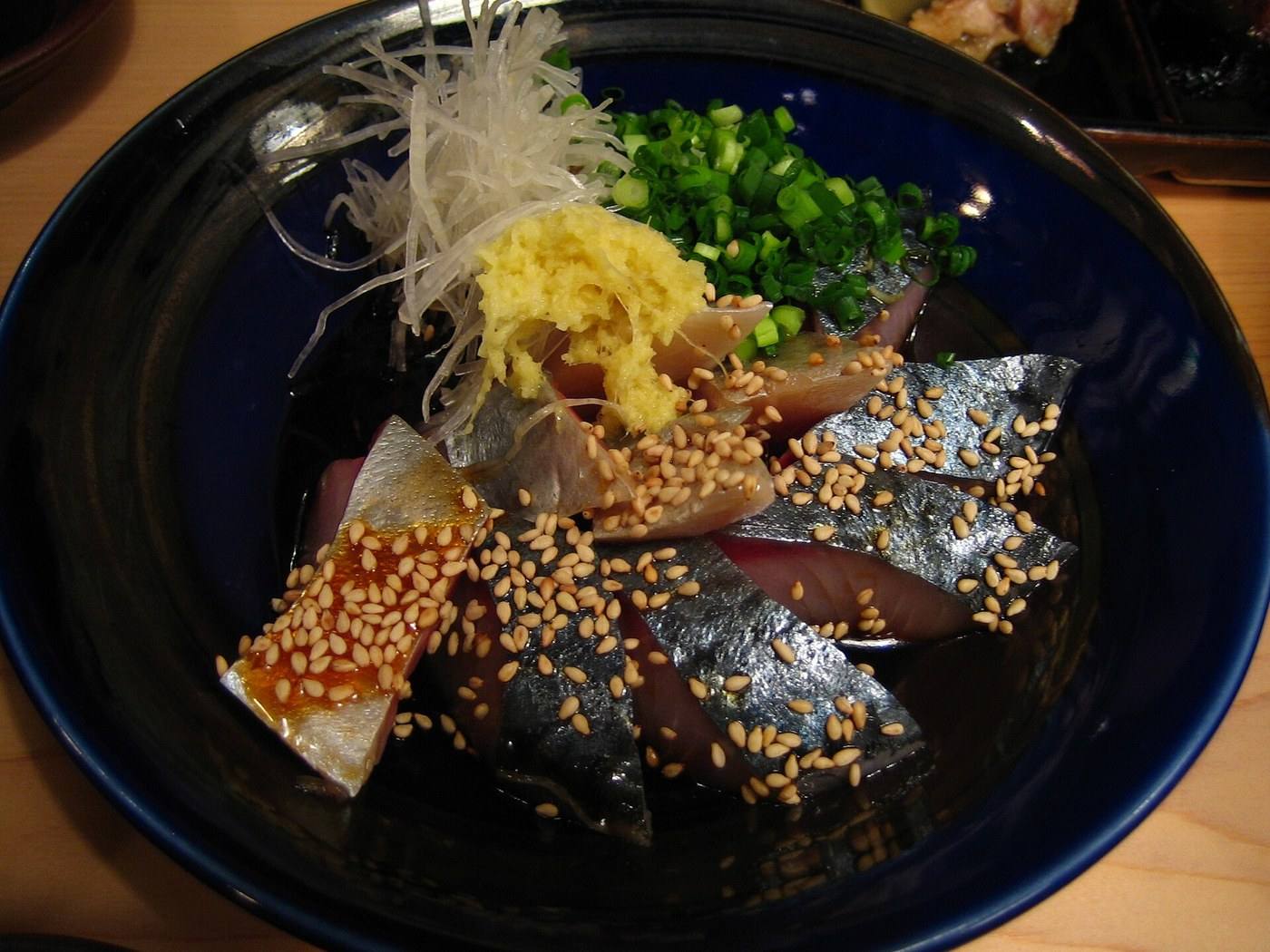 sesame mackerel sashimi