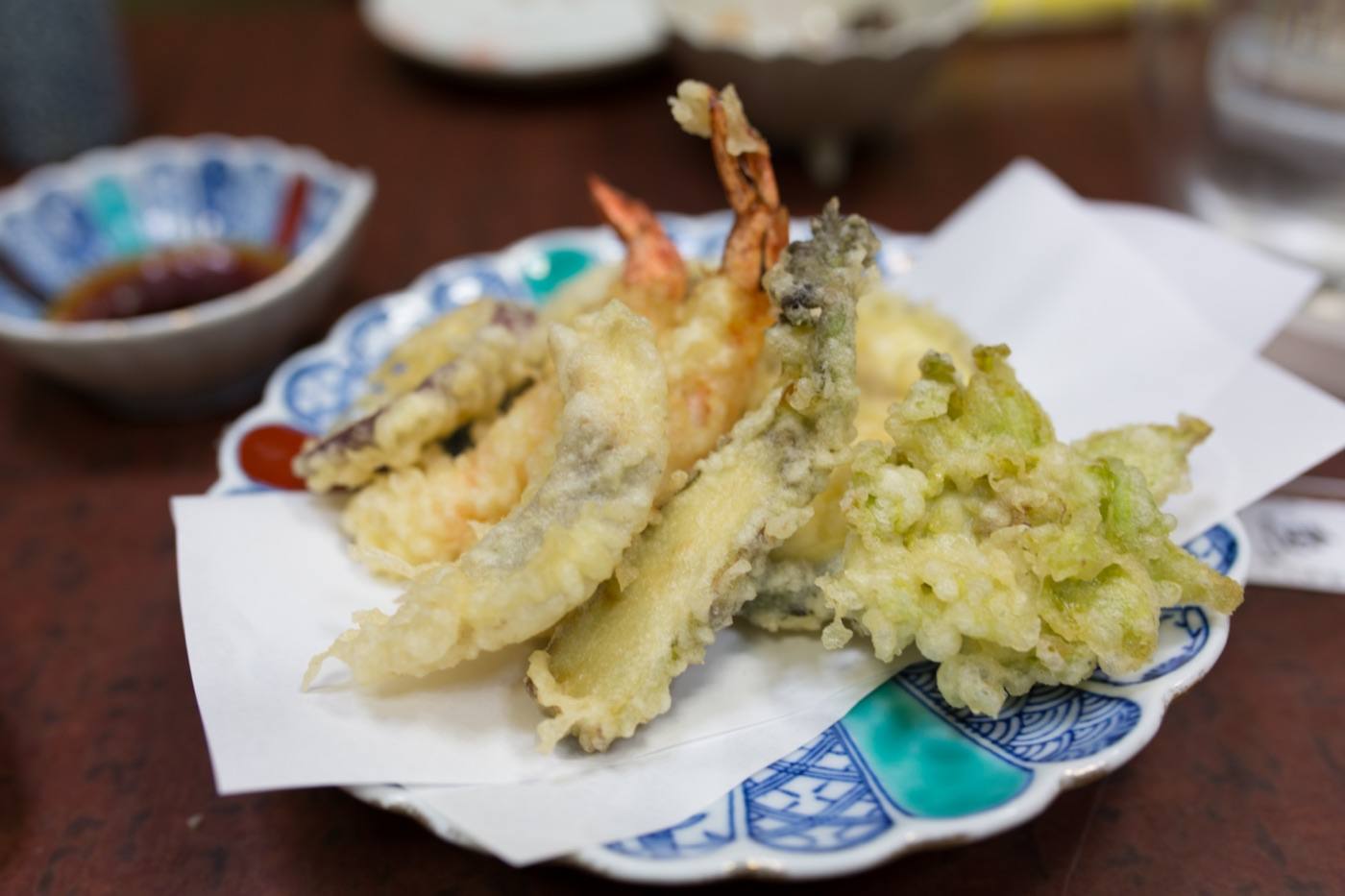 a grilled fish set meal with tempura
