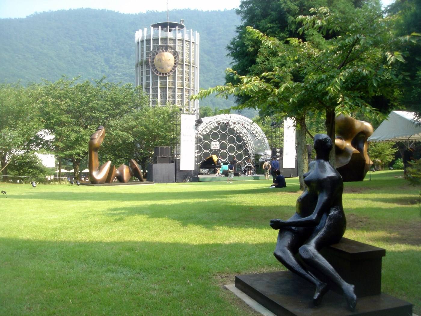 sculptures on the lawn at the Hakone Open-Air Museum