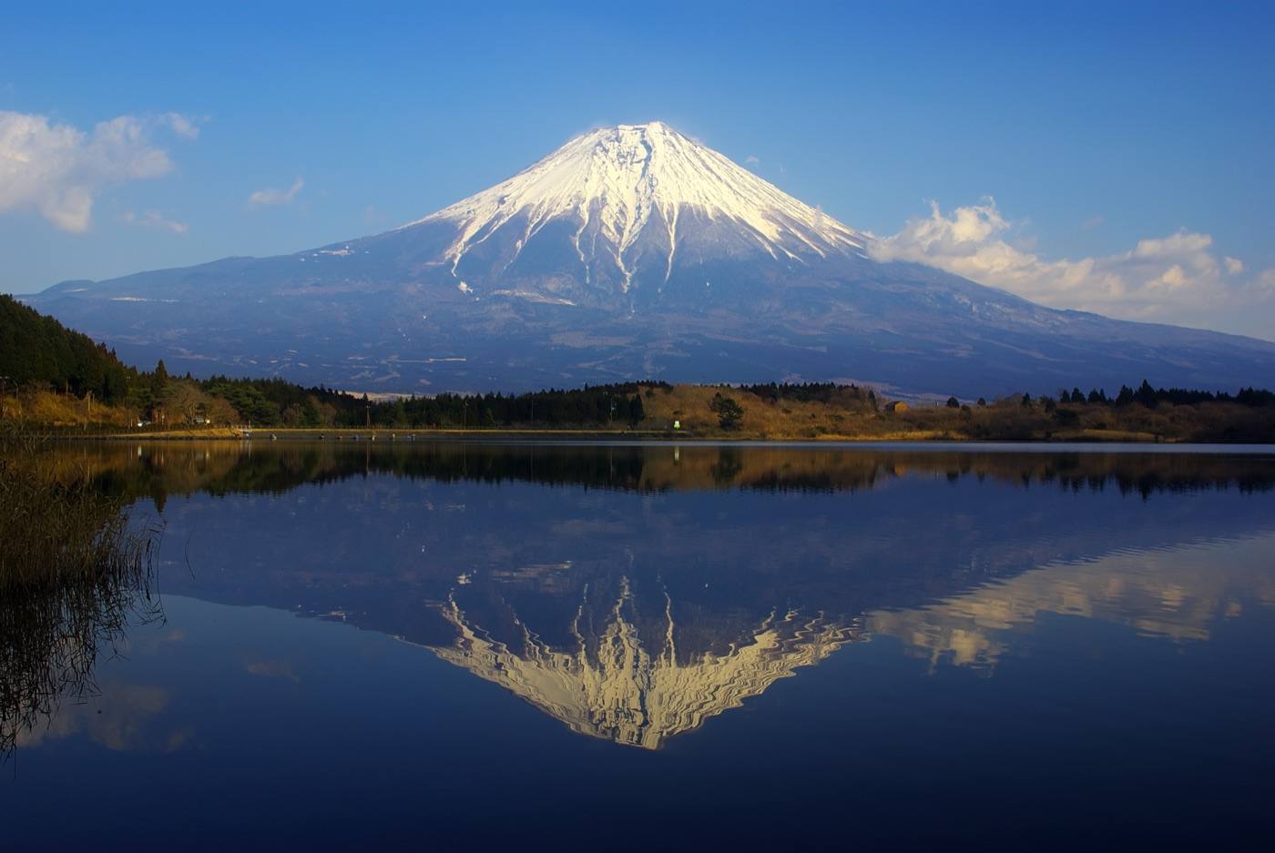 Mount Fuji mirrored in the water