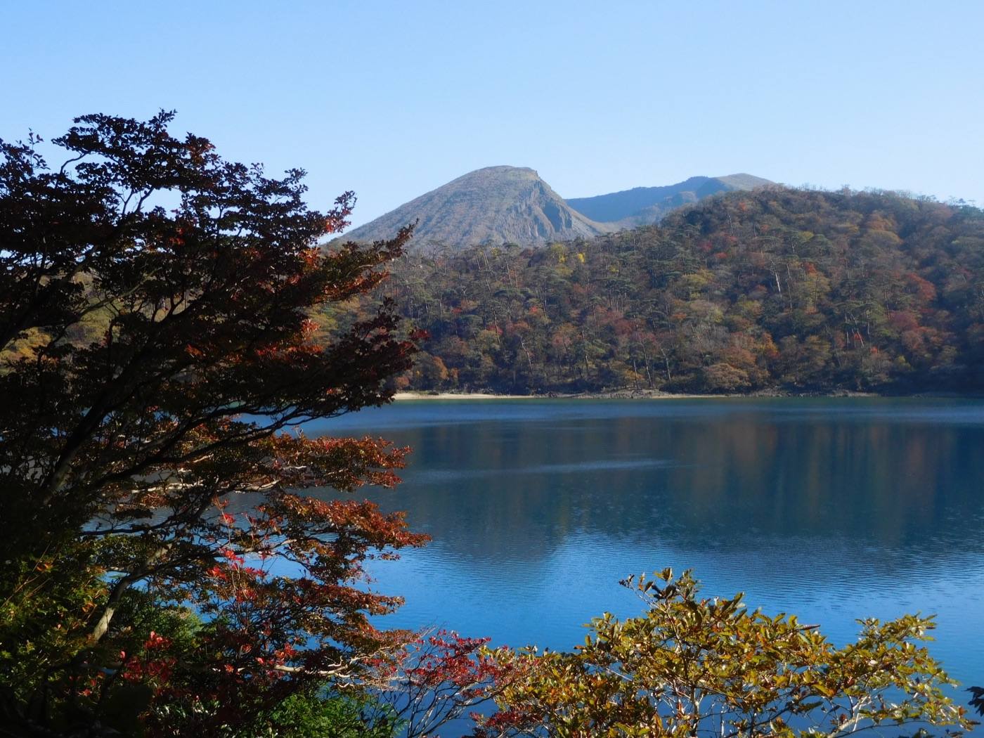 a crater lake in the Kirishima mountains
