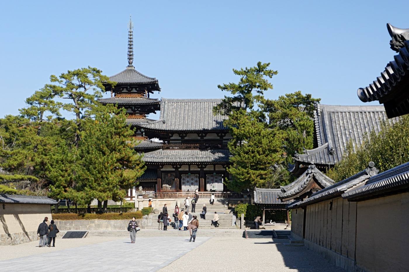 the five-storey pagoda and cloister of Horyuji