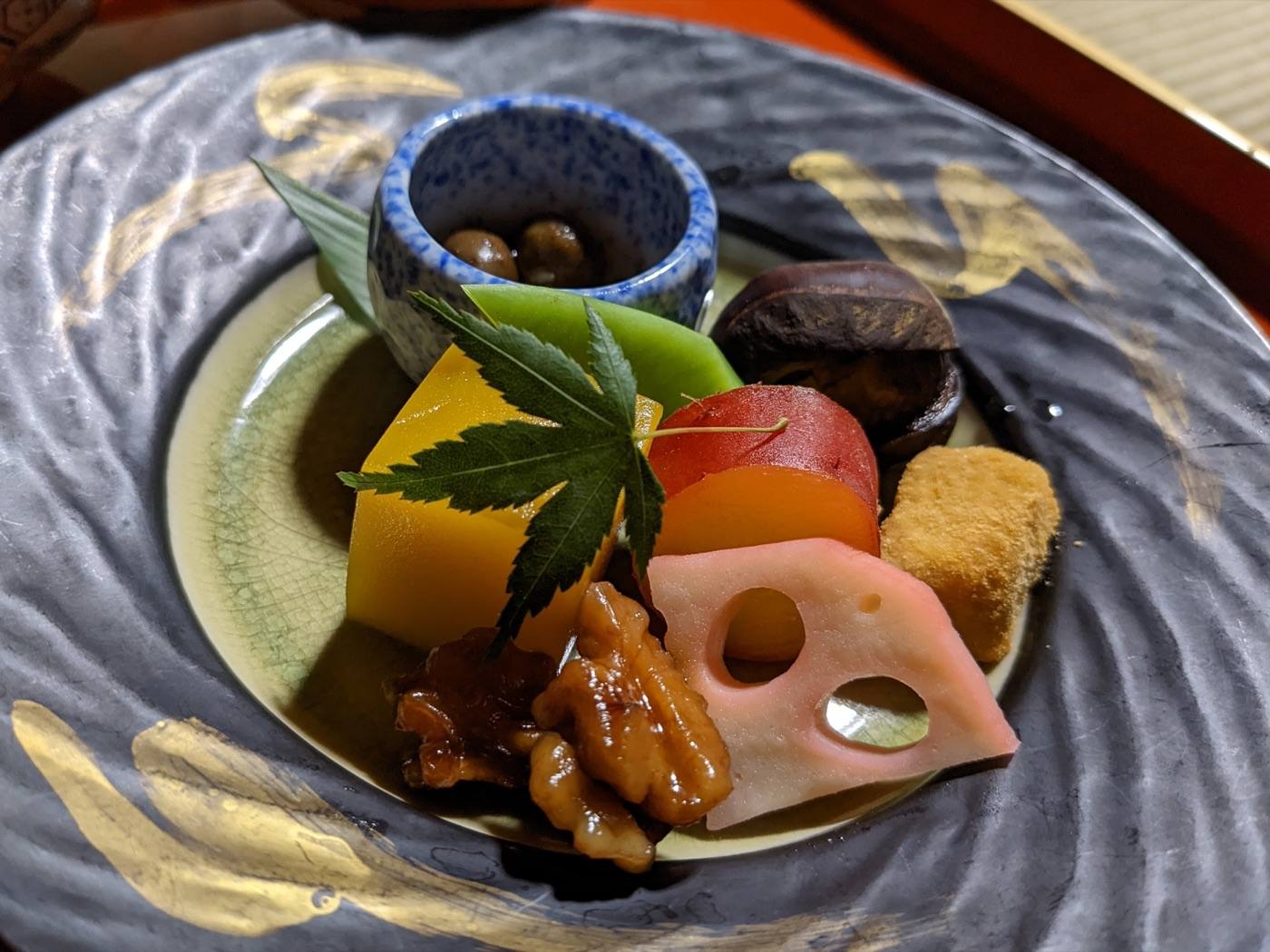 a shojin vegetarian meal on a tray