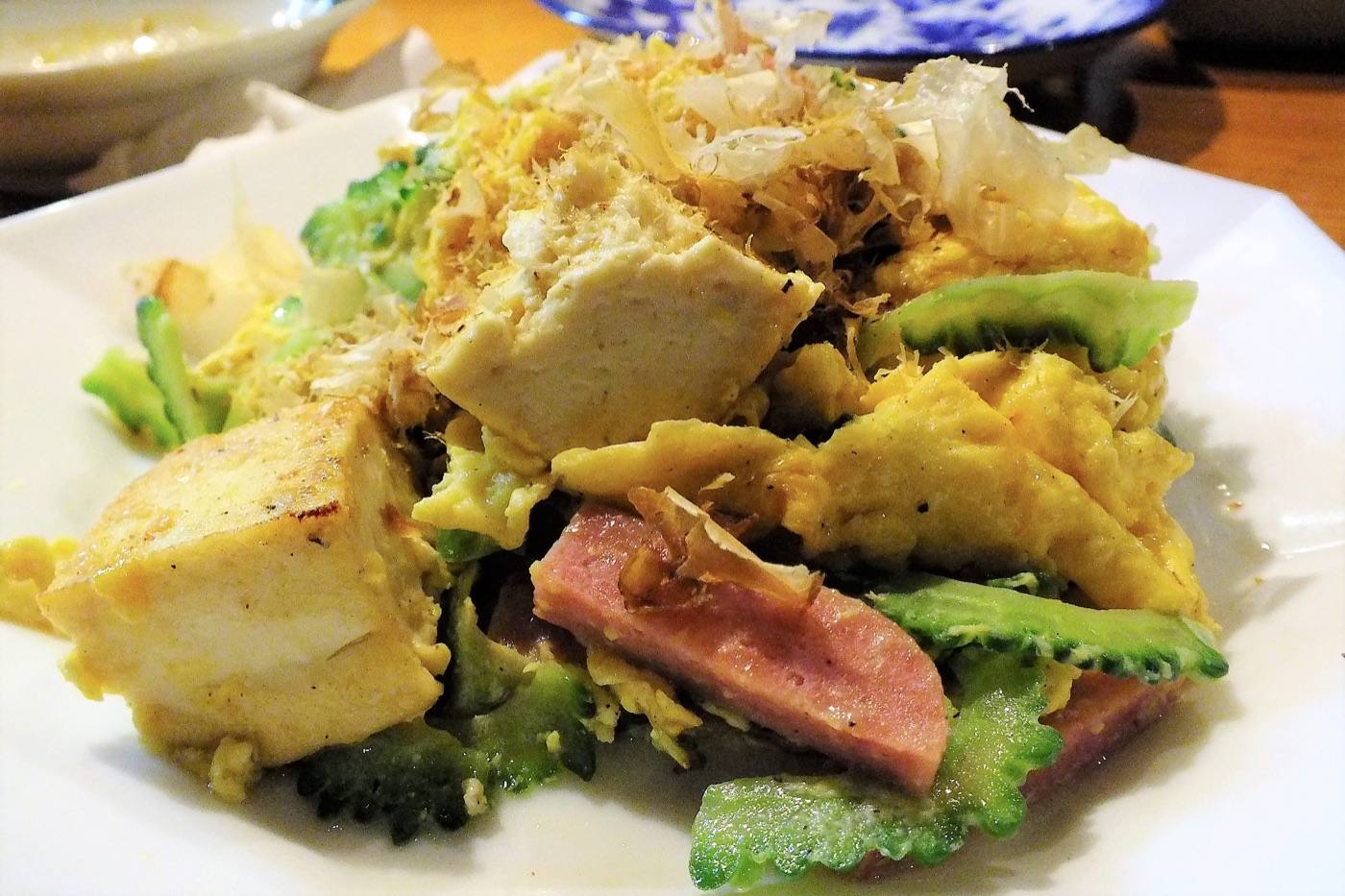 goya champuru, bitter melon stir-fry