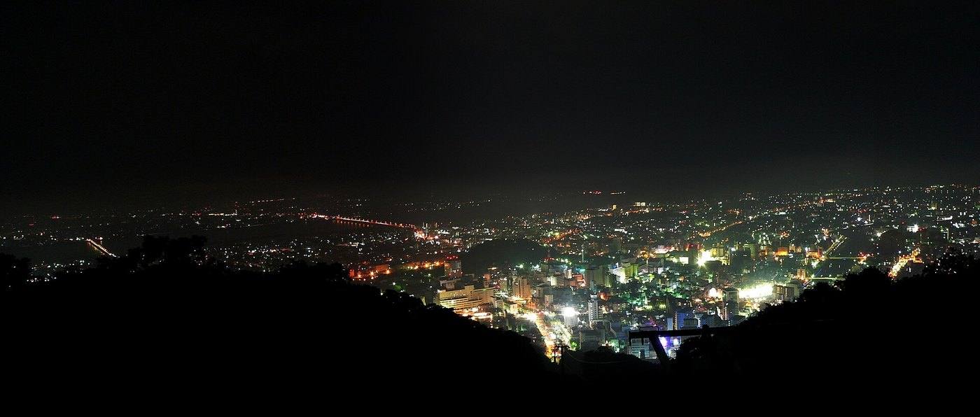 Tokushima at night seen from Mount Bizan